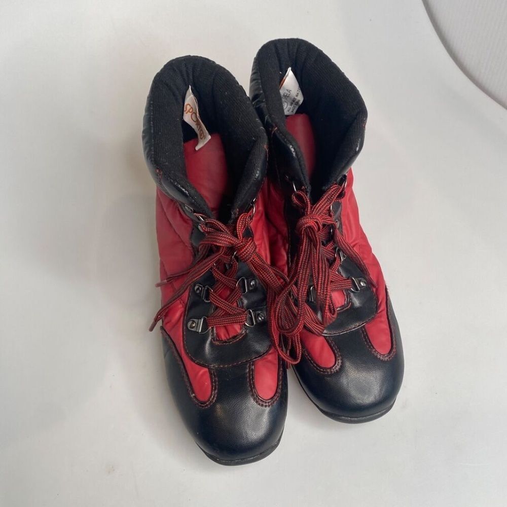 Sporto Sheila 8.5 Quilted Maroon Red Black Water Repellant Lace Up Ankle Boots - Picture 8 of 16